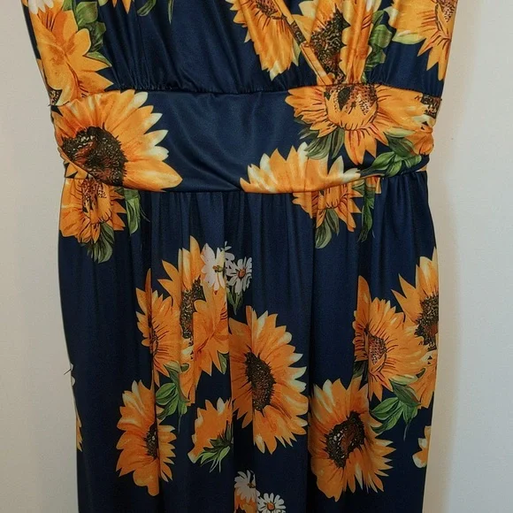 Ouges Women's Size M One Piece Sunflower Print Dress - Picture 3 of 12